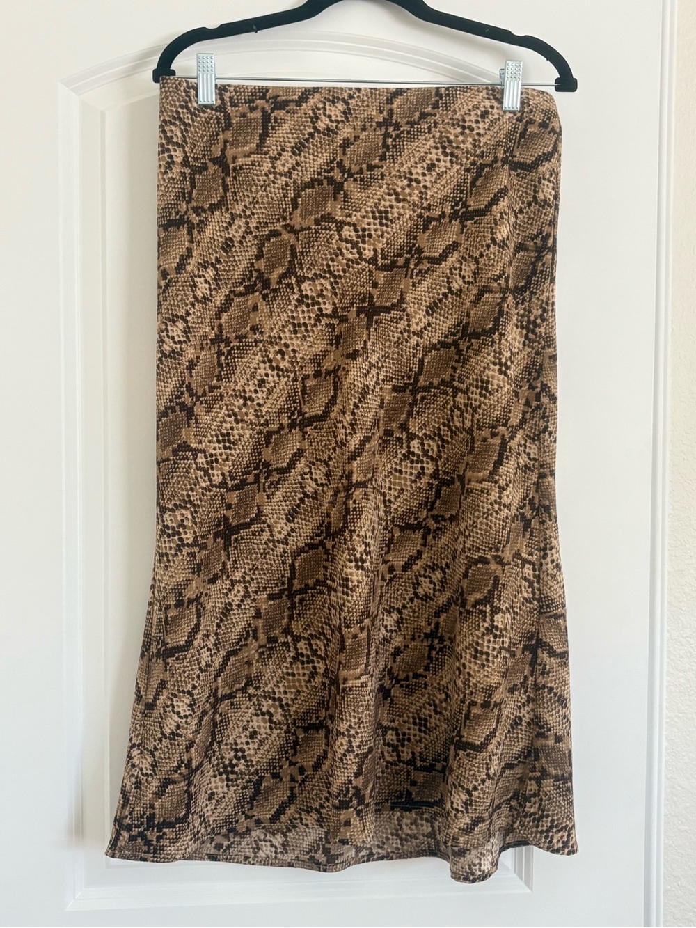 Rachel Zoe Brown Snake-Print Midi Skirt